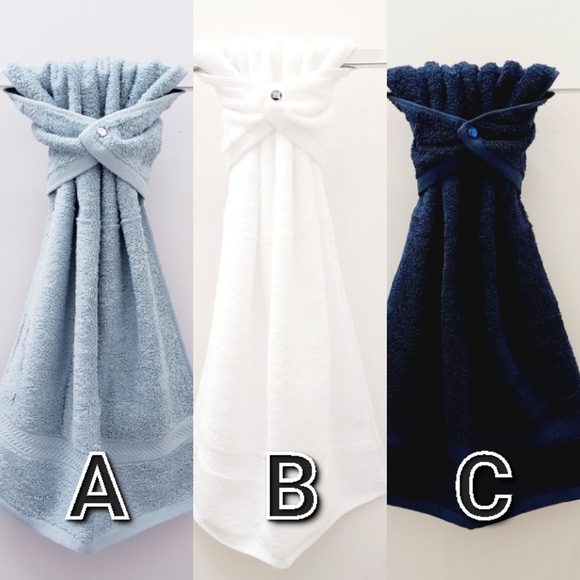 #9137 ●NEW! Aqua, White or Navy Hang'N'Snap Towel *Select snap - Picture 10 of 16